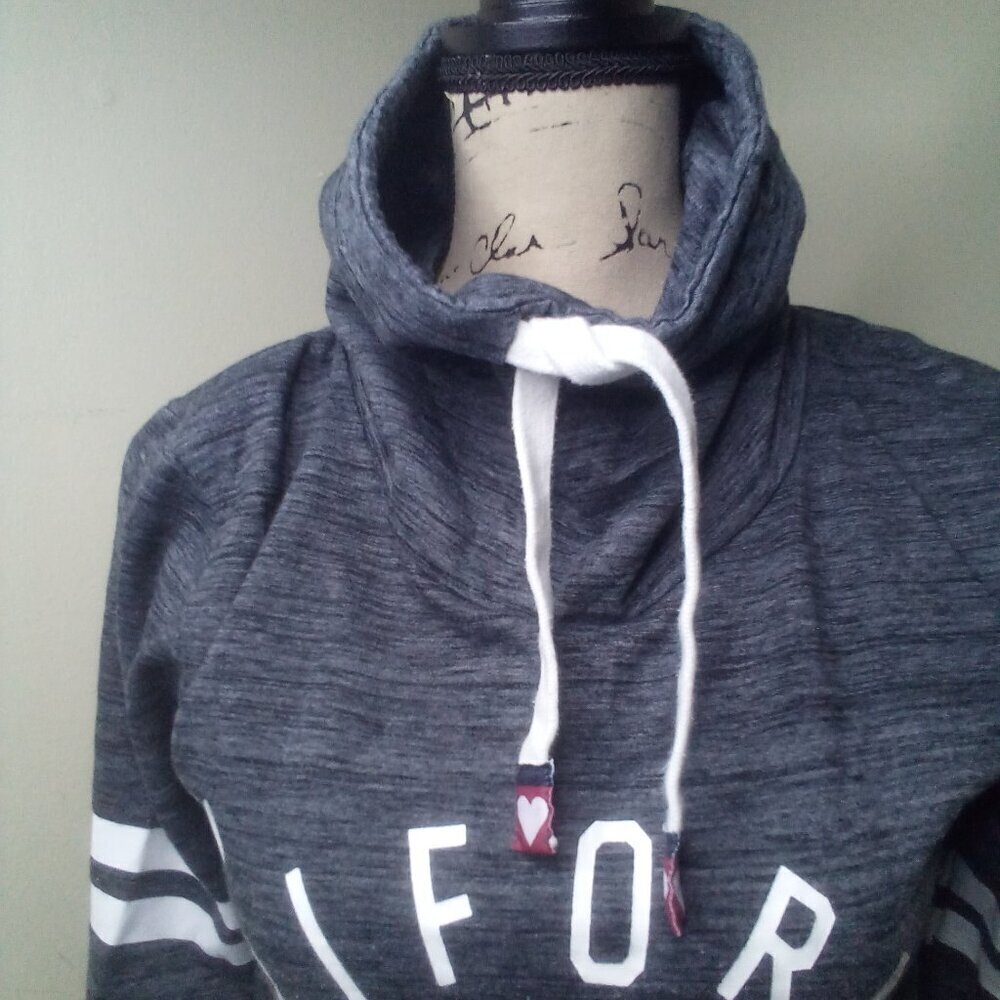 On Fire Shirt M Women Cowl Neck Long Sleeve California Bear Gray White - Picture 7 of 16